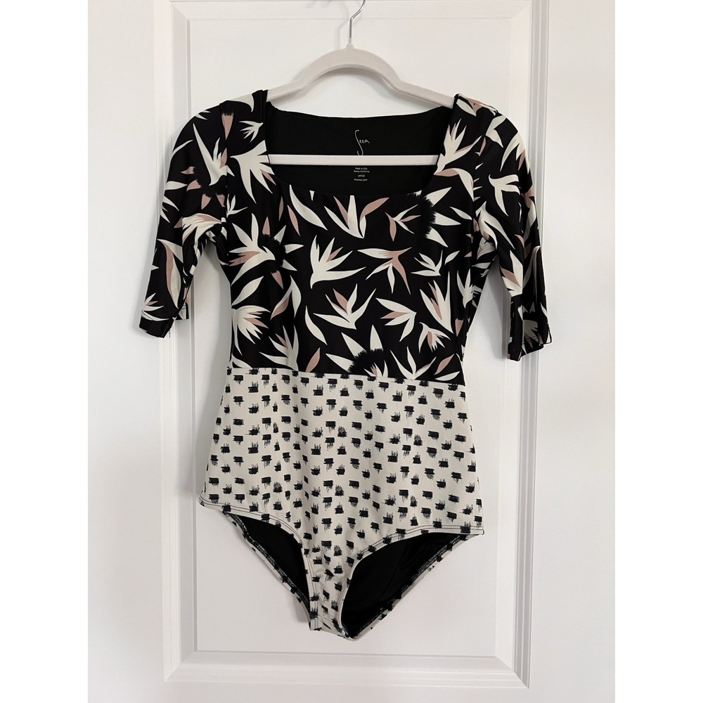 NEW Seea One Piece Half Sleeve Surf Suit Swimsuit Bird of Paradise print Size L